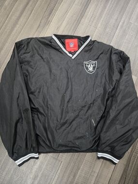 2XL Raiders Black V-Neck Pullover Jacket